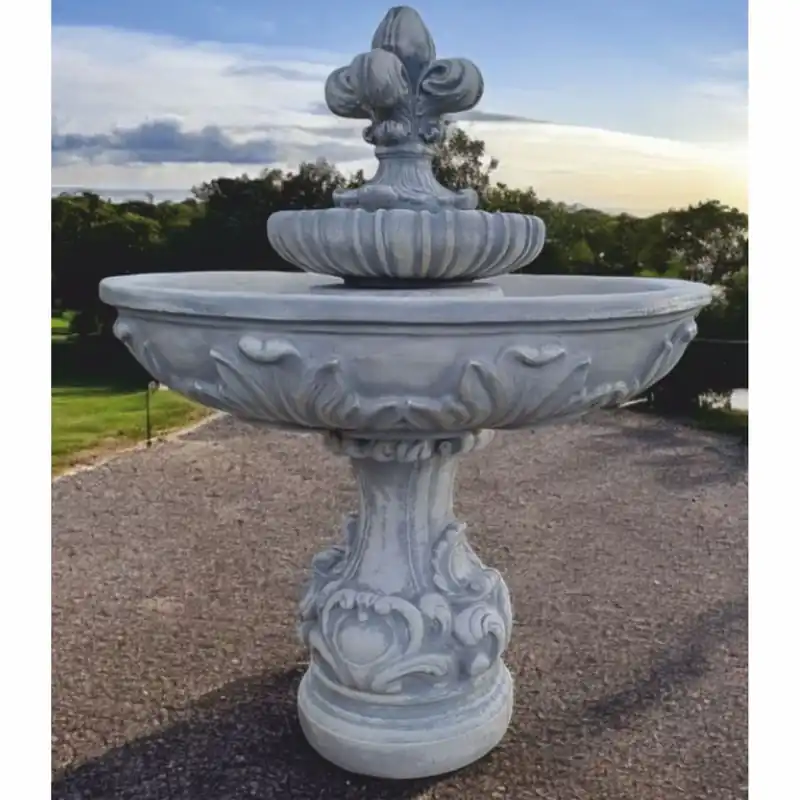 Casa Padrino Barock Springbrunnen Lilie Grau Ø 108 x H. 136 cm - Barock Garten Deko Brunnen Online Kaufen