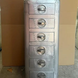 Top-Preis Casa Padrino Aluminium Kommode mit 6 Schubladen H. 100 cm - Aluminium Möbel