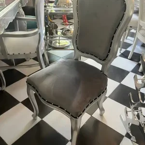 Casa Padrino Luxus Barock Stuhl Silber Grau 99 cm – Samt Esszimmerstuhl**EB** Meistverkauft