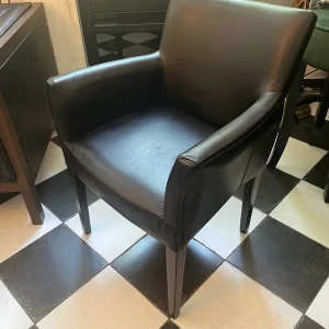 Casa Padrino Stuhl Echtleder Schwarz – Armlehnstuhl Massivholz Leder Sessel **EB** Schneller Versand