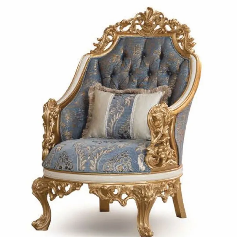 Jetzt Kaufen Casa Padrino Luxus Barock Sessel Blau / Weiß / Gold - Barock Wohnzimmer Möbel