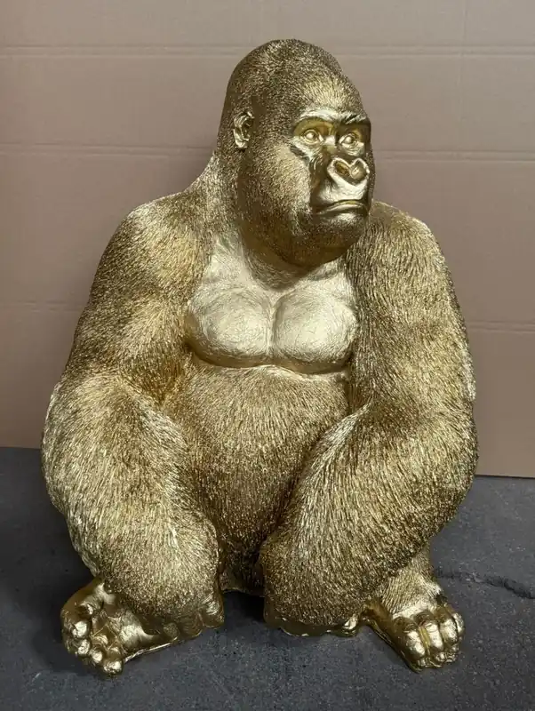 Finale Aktion Casa Padrino Deko Skulptur Gorilla Gold H. 75 cm - Deko Figur