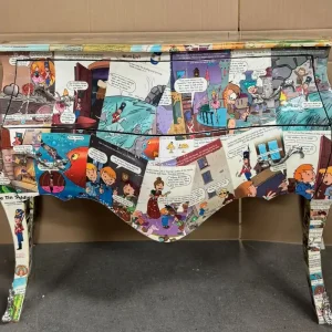 Casa Padrino Barock Kommode mit Comic Design und 2 Schubladen Bunt / Silber 123 cm Garantierte Lieferung