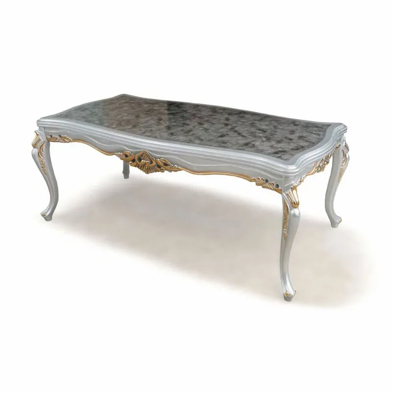 Ausverkauf Casa Padrino Luxus Barock Esstisch Grau / Silber / Gold 165 cm - Barock Möbel