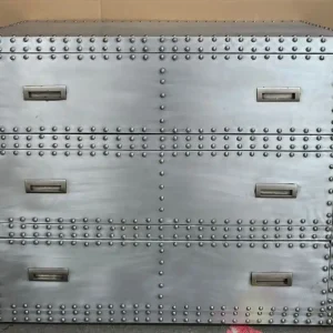Rabatt Casa Padrino Aluminium Kommode mit 3 Schubladen 100 cm - Aluminium Möbel