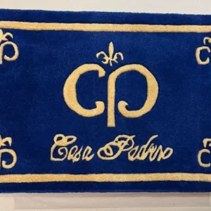Top-Seller Casa Padrino Designer Fußmatte Blau / Gold 80 x 50 cm - Designer Deko