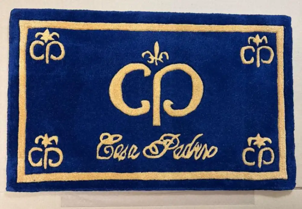 Top-Seller Casa Padrino Designer Fußmatte Blau / Gold 80 x 50 cm - Designer Deko