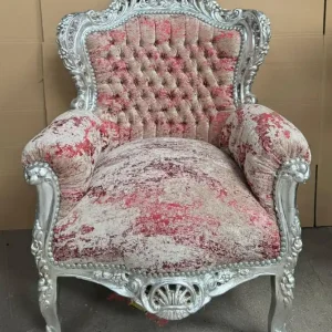 Sonderaktion Casa Padrino Barock Sessel Rot / Beige / Silber - Prunkvolle Barock Möbel
