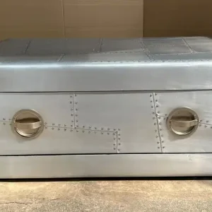 Preisreduziert Casa Padrino Aluminium Flugzeug Flieger Couchtisch Silber 120 cm - Aluminium Möbel