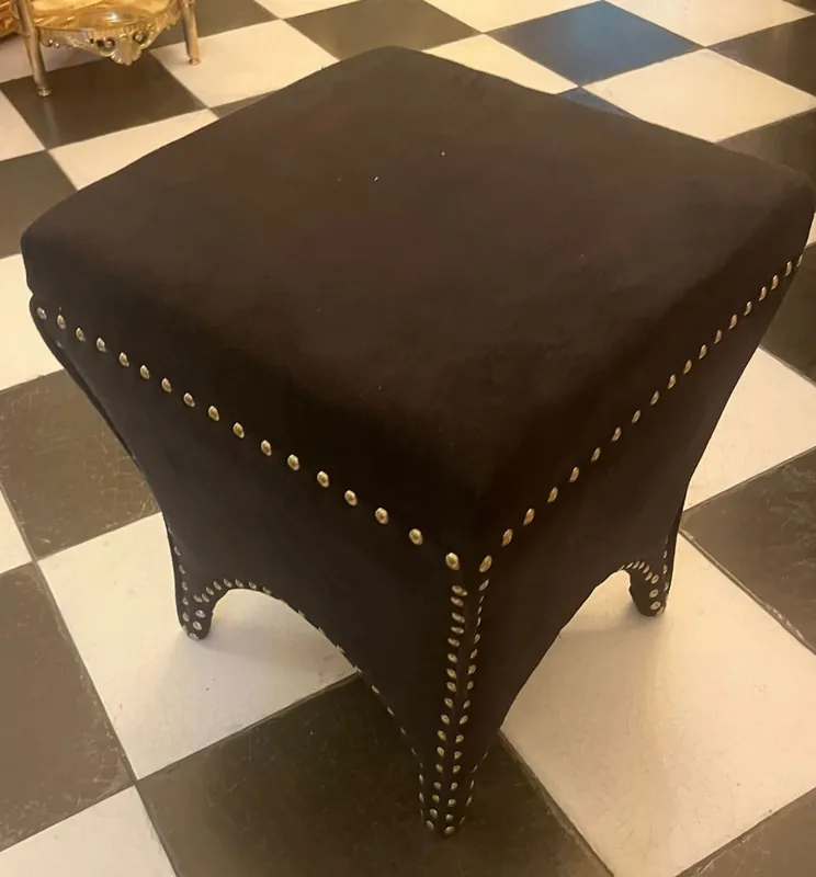 Abverkauf Casa Padrino Barock Hocker Schwarz H. 45 cm - Barockstil Möbel