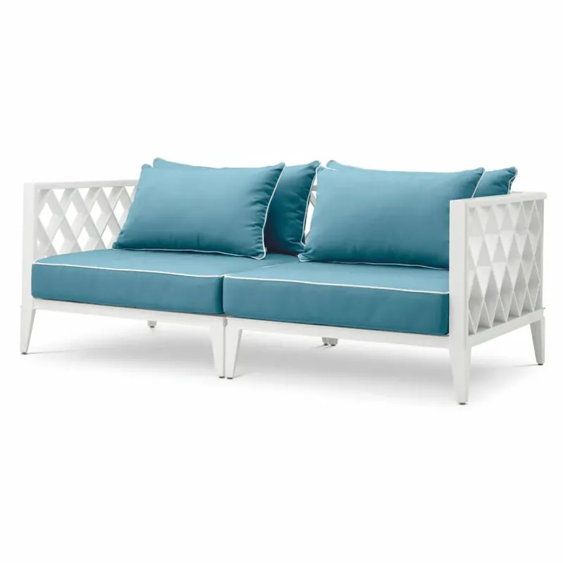 Casa Padrino Luxus Garten Sofa Weiß / Hellblau 186 cm - Outdoor Garten Möbel Angebot