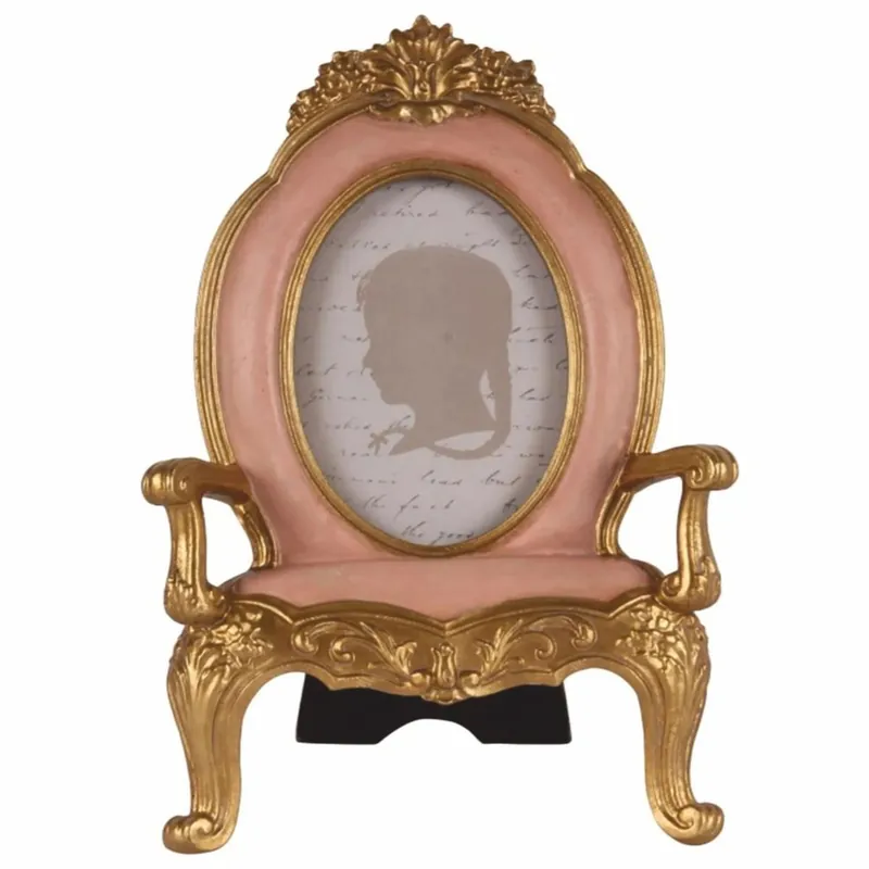 Casa Padrino Barock Bilderrahmen in Sessel Form Rosa / Gold H. 18,5 cm Beliebt