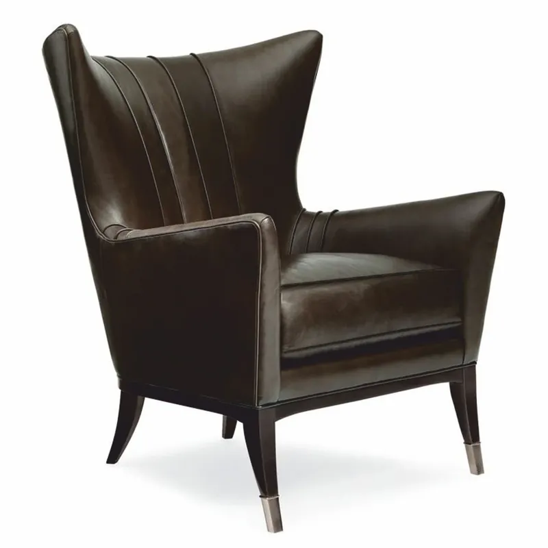 Casa Padrino Luxus Art Deco Leder Ohrensessel Braun / Schwarz / Silber H. 102 cm Nur Heute
