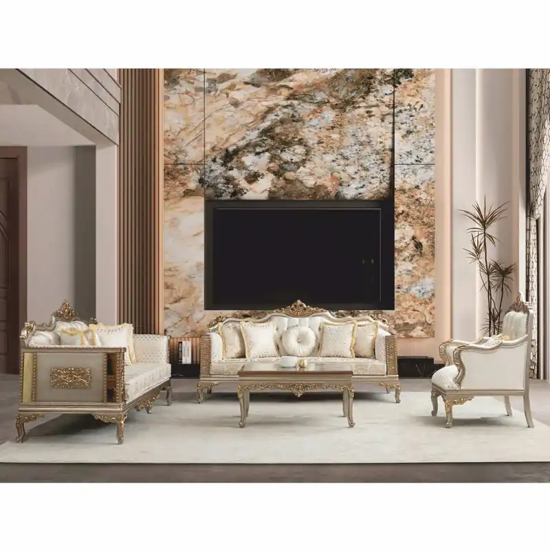 Saisonangebot Casa Padrino Luxus Barock Wohnzimmer Set Creme / Grau / Gold - Barock Möbel