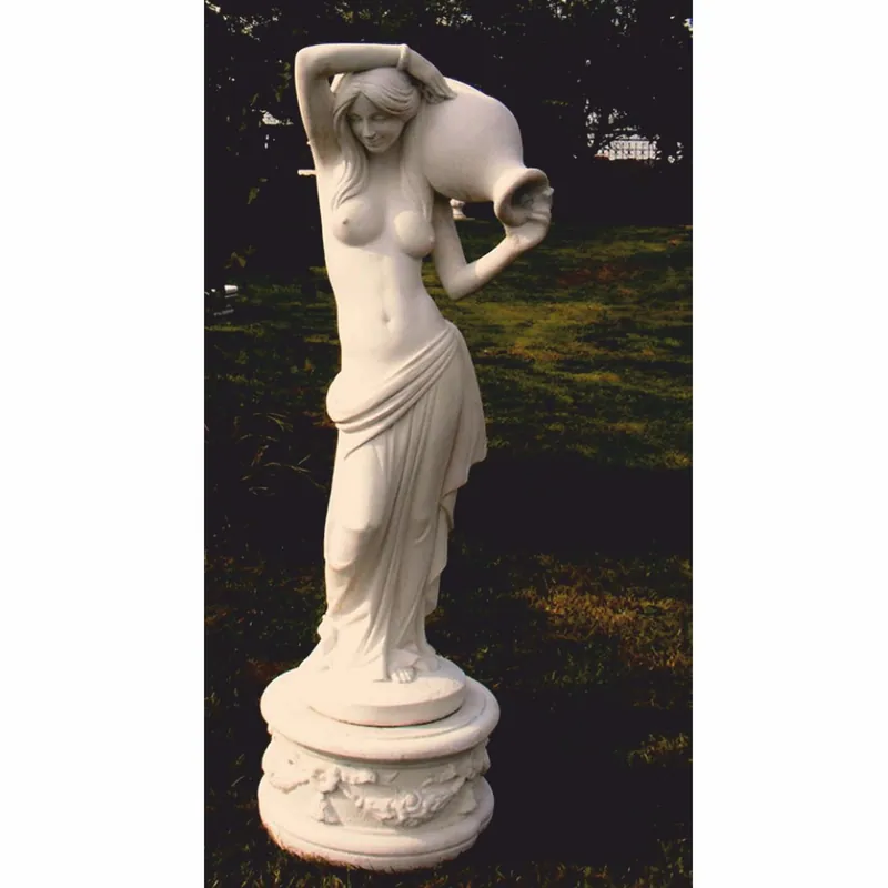 Sichere Zahlung Casa Padrino Jugendstil Garten Deko Wasserspeier Skulptur Frau mit Krug auf Sockel Weiß H. 150 cm