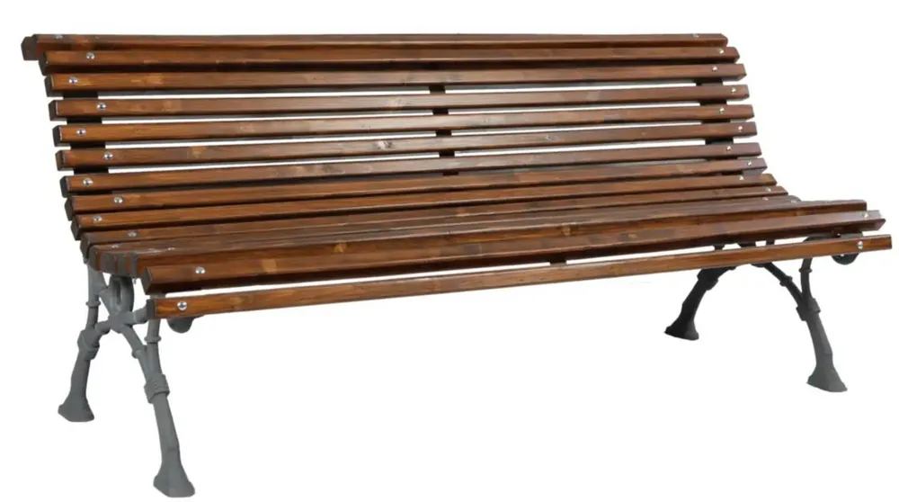 Casa Padrino Parkbank - Stadtbank mit Rückenlehne Dunkelbraun / Grau 180 cm - Garten Möbel Neue Ware