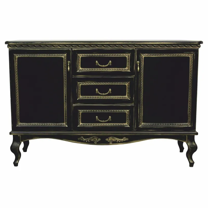 Casa Padrino Luxus Barock Sideboard Schwarz / Gold 180 cm - Barock Möbel Bestseller