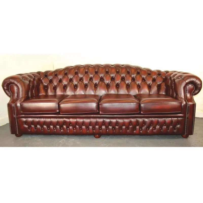 Nur Für Kurze Zeit Casa Padrino Luxus Chesterfield Leder 4er Sofa Rot / Braun 236,5 cm - Echtleder Möbel
