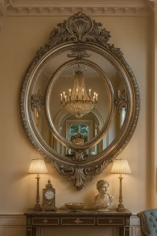 Angebot Casa Padrino Barock Spiegel Silber Oval - Wandspiegel im Barockstil - Handgefertigter Barock Garderoben Spiegel