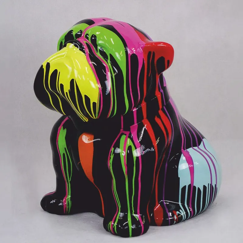 Neuheit Casa Padrino Deko Figur Hund Bulldogge Schwarz / Bunt H. 60 cm - Deko Skulptur