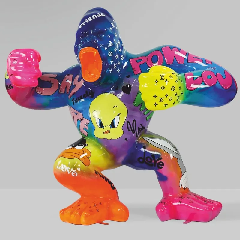 Nur Für Kurze Zeit Casa Padrino XXL Deko Skulptur Gorilla Affe Bunt H. 180 cm - Garten Deko Figur