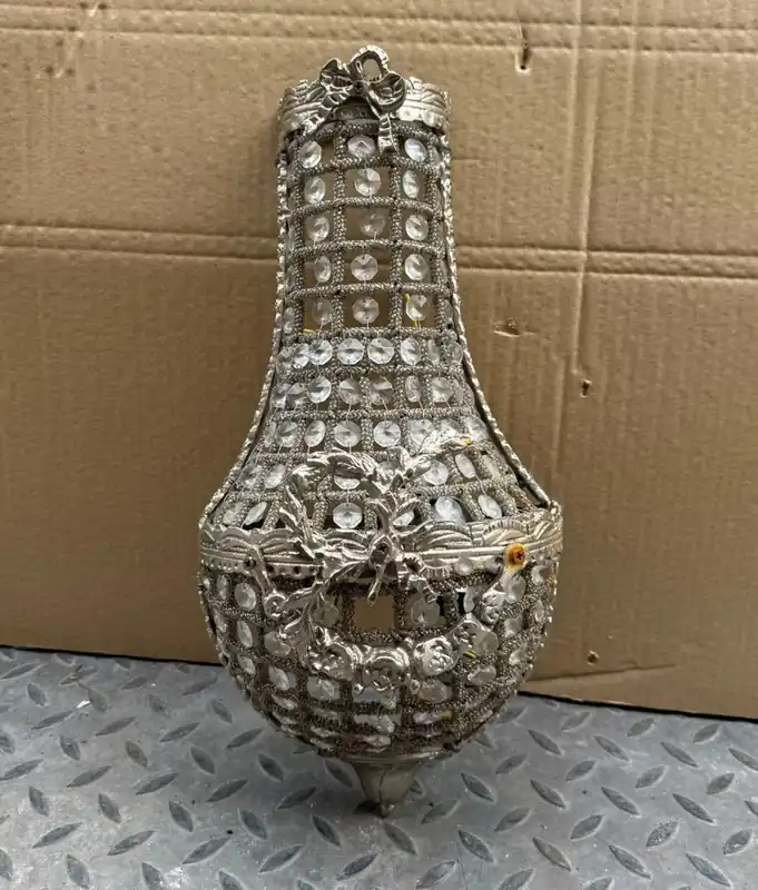 Nur Heute Casa Padrino Barock Kristall Wandleuchte Silber H. 40 cm - Barockstil Wandleuchten