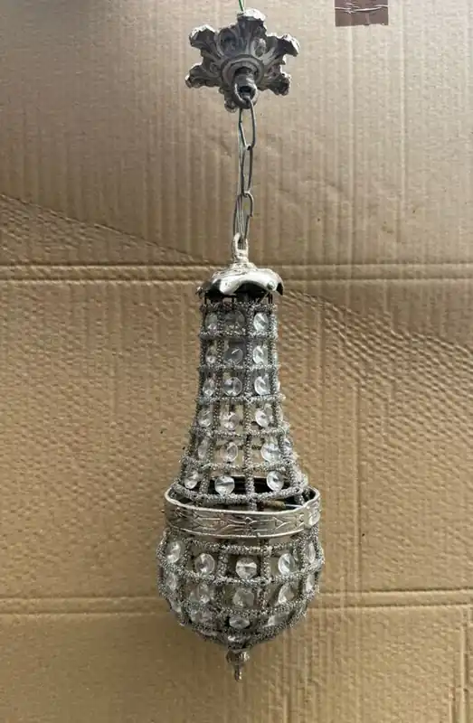 Casa Padrino Barock Kristall Hängeleuchte Silber H. 35 cm - Barockstil Hängeleuchten Super-Preis