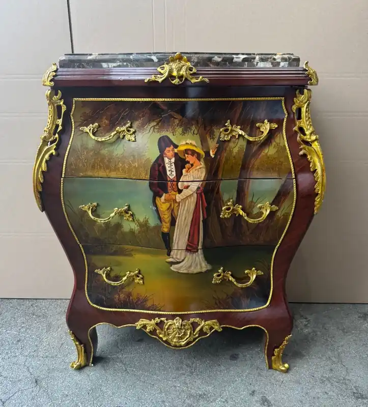 Casa Padrino Barock Kommode mit 3 Schubladen und Marmorplatte H. 95 cm - Barock Möbel Sichere Zahlung