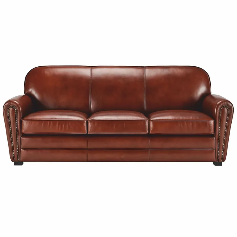 Casa Padrino Luxus Leder Sofa Braun / Schwarz 270 cm - Echtleder Möbel Preisreduziert