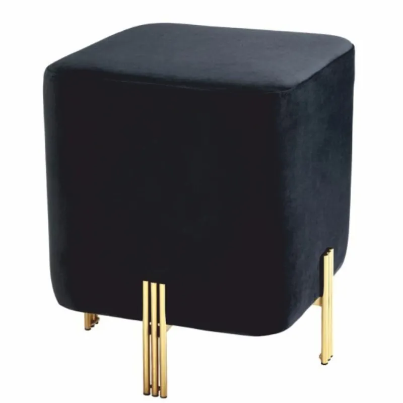 Sonderangebot Casa Padrino Luxus Samt Hocker Schwarz / Messing H. 45 cm - Luxus Möbel