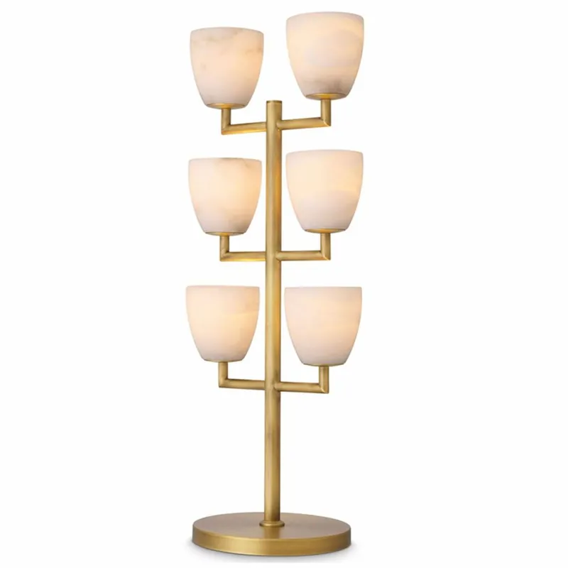 Sofort Bestellen Casa Padrino Luxus Tischleuchte Messing / Alabaster H. 81 cm - Luxus Leuchten