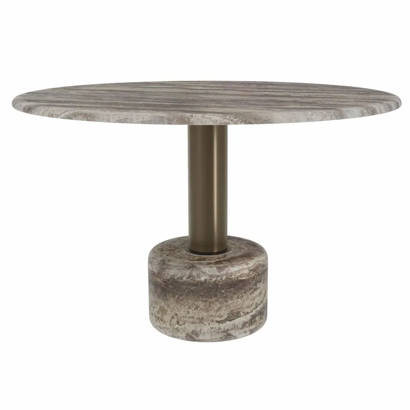Billig Casa Padrino Luxus Travertin Esstisch Grau / Bronze Ø 120 cm - Esszimmer Möbel