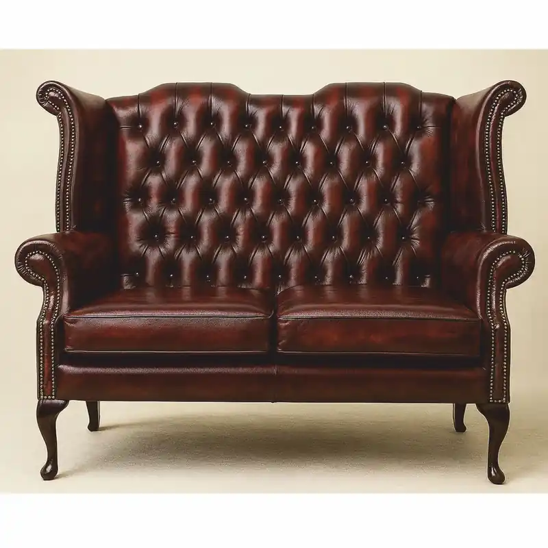Must-Have Casa Padrino Luxus Barock Chesterfield Leder Sofa Dunkelrot / Dunkelbraun 142,5 cm - Barock Möbel