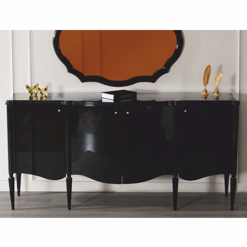 Casa Padrino Luxus Barock Sideboard Schwarz 215 cm - Barock Möbel Schneller Versand