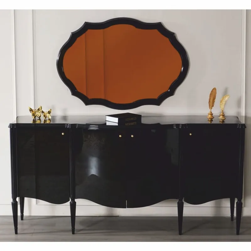 Preiswert Casa Padrino Luxus Barock Sideboard mit Spiegel Schwarz 215 cm - Barock Möbel