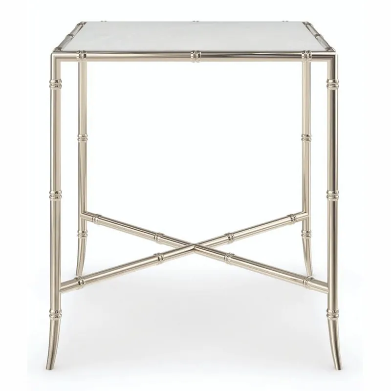 Casa Padrino Luxus Metall Beistelltisch mit Marmorplatte Silber / Weiß H. 48 cm Sonderaktion