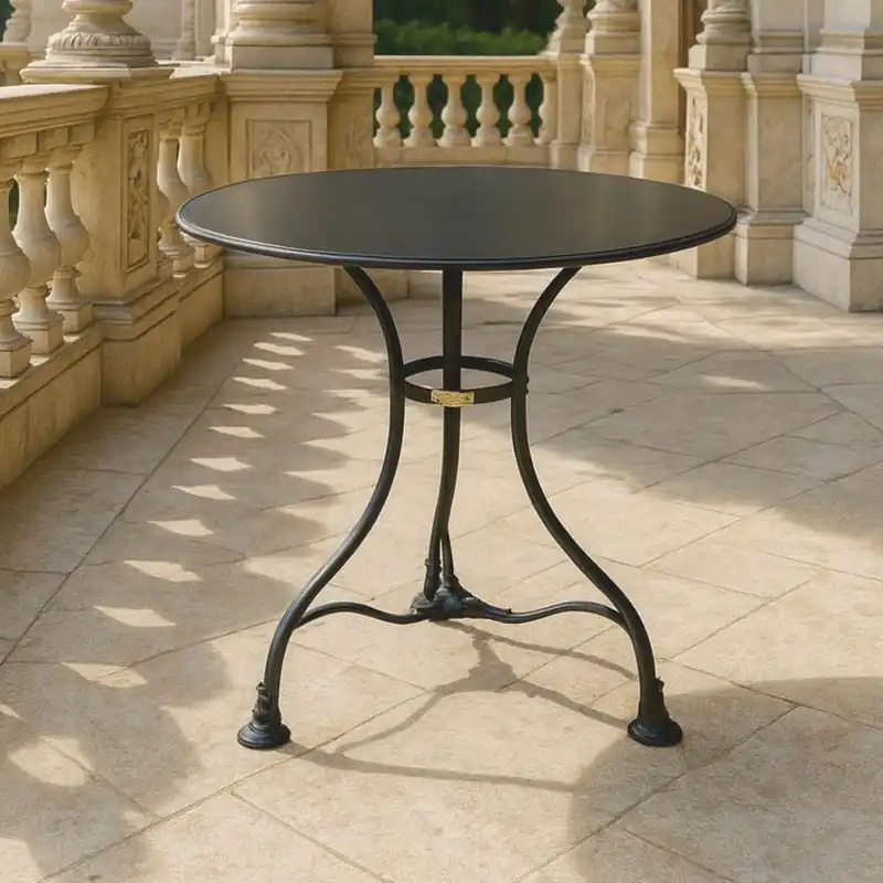 Casa Padrino Jugendstil Gartentisch Schwarz Ø 60 x H. 70 cm - Nostalgische Garten Möbel Ausverkauf