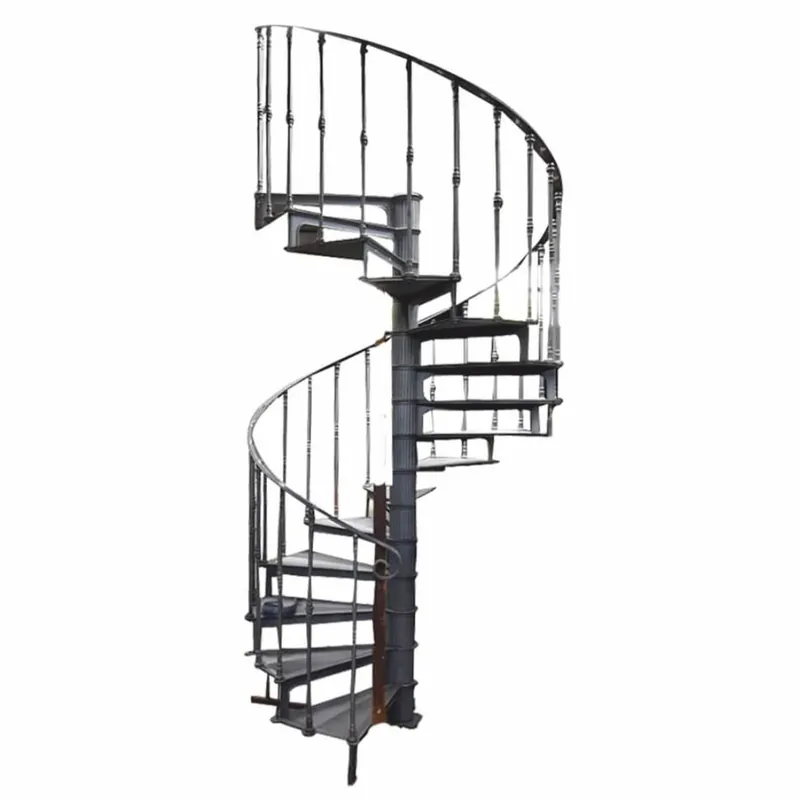 Casa Padrino Gusseisen Wendeltreppe mit Geländer linke Seite Grau H. 289 cm - Rustikale Spiraltreppe Heißes Angebot