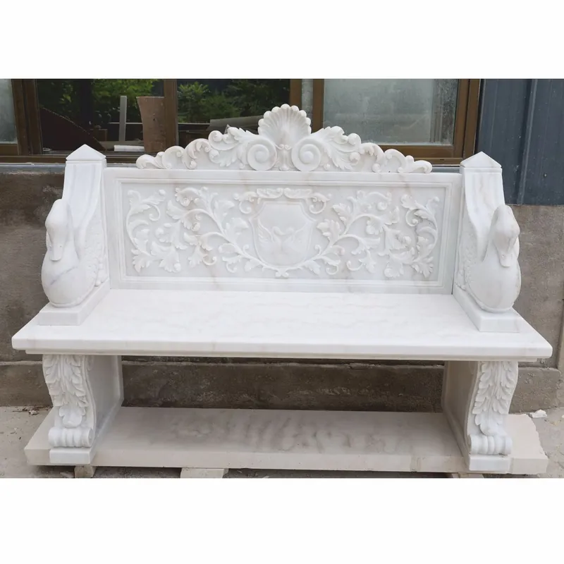Casa Padrino Luxus Barock Marmor Gartenbank Schwäne Weiß 180 cm - Barock Garten Möbel Preisknaller