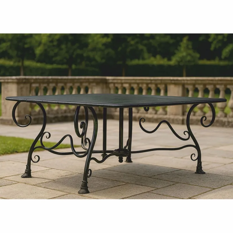 Neu Casa Padrino Jugendstil Gartentisch Schwarz 120 cm - Nostalgische Garten Möbel