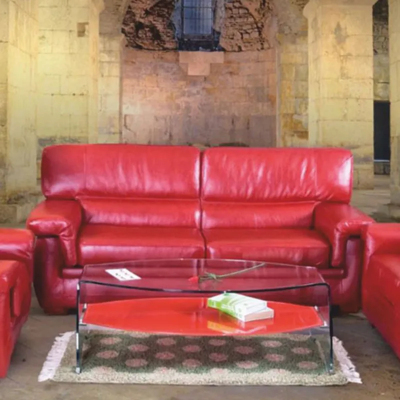 Casa Padrino Luxus Leder Schlafsofa Rot / Braun 200 cm - Echtleder Möbel Top-Angebot