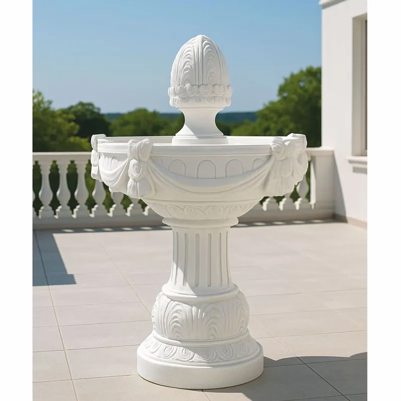 Heißes Angebot Casa Padrino Barock Springbrunnen Weiß Ø 70 x H. 120 cm - Barock Garten Deko Brunnen
