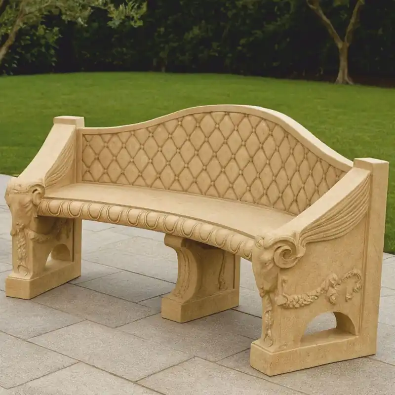 Preiswert Casa Padrino Barock Beton Gartenbank Beige 196 cm - Barock Garten & Terrassen Möbel
