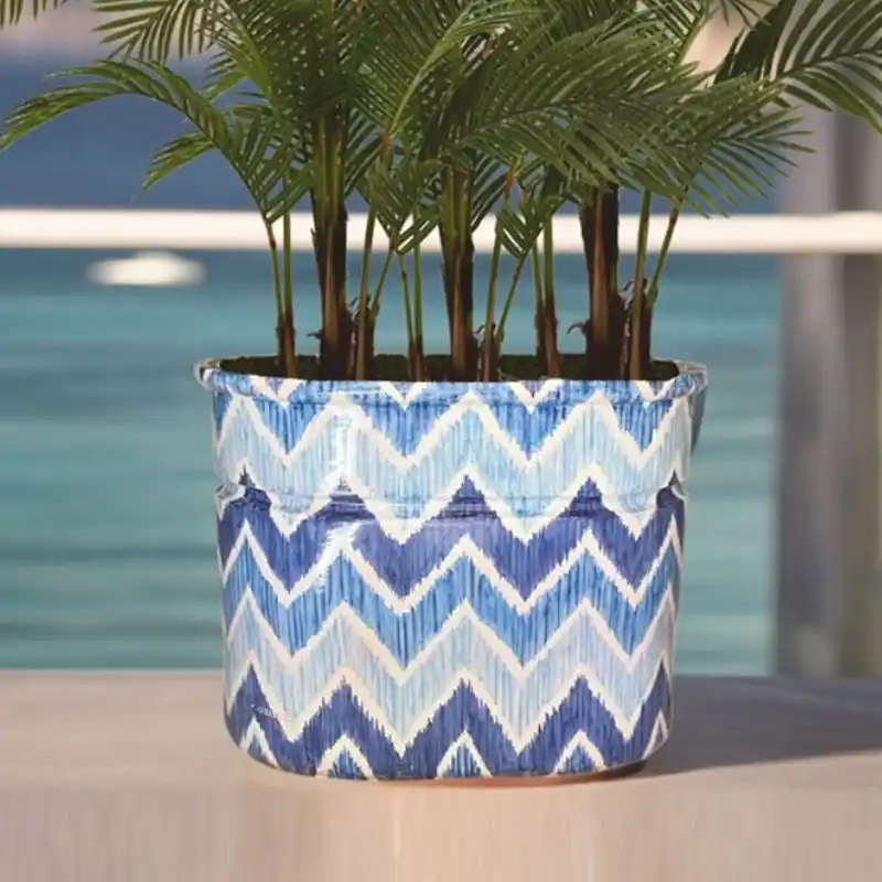 Nur Für Kurze Zeit Casa Padrino Luxus Keramik Blumentopf Blau / Weiß 84 x 58 x H. 60 cm - Garten Deko