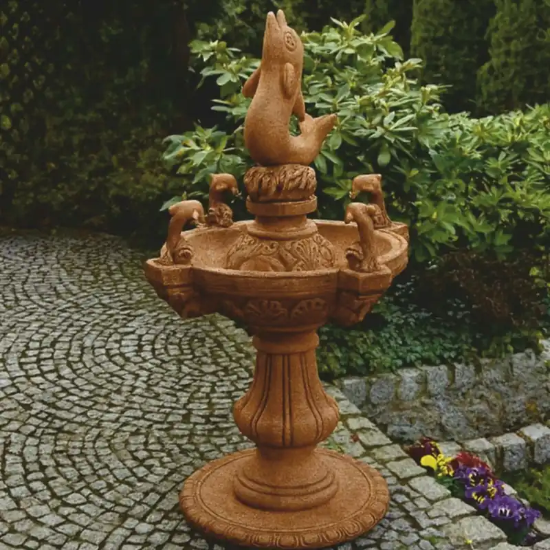 Casa Padrino Barock Springbrunnen Delphine Braun Ø 80 x H. 140 cm - Barockstil Brunnen Jetzt Kaufen