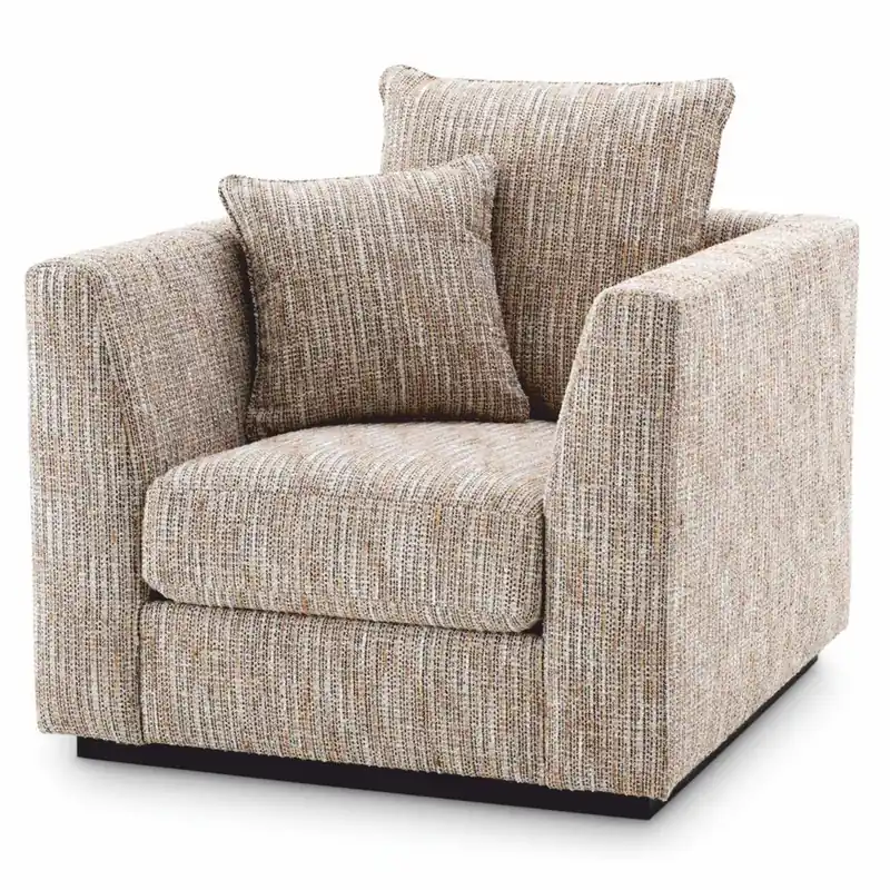 Casa Padrino Luxus Wohnzimmer & Hotel Sessel Beige / Schwarz H. 90 cm - Luxus Möbel Bestpreis