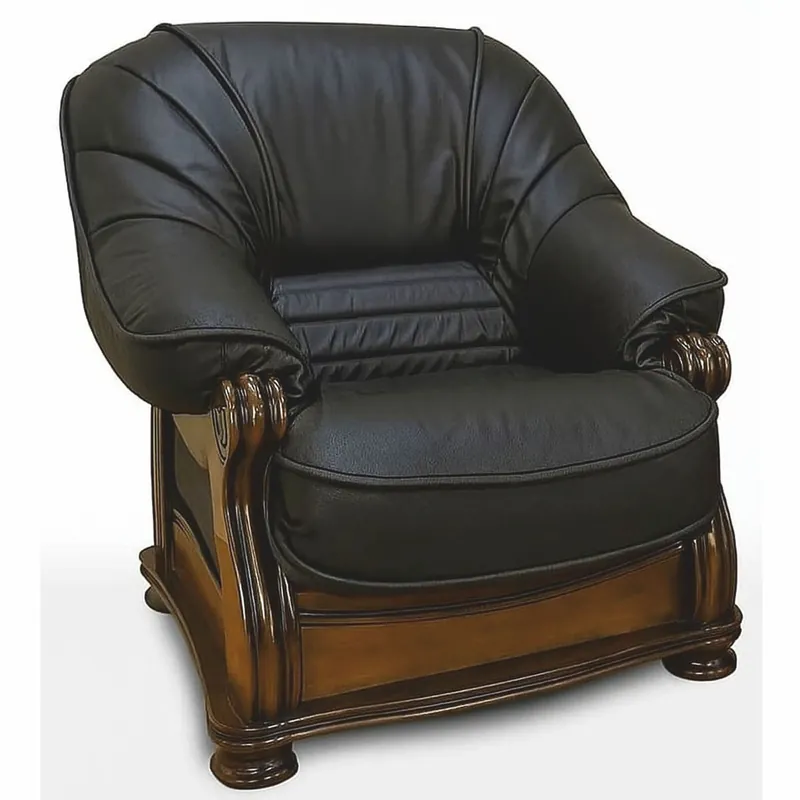 Preiswert Casa Padrino Luxus Barock Leder Sessel Schwarz / Dunkelbraun - Barock Möbel
