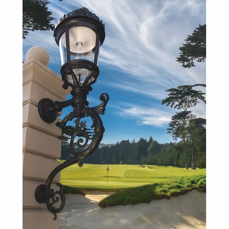 Highlight Casa Padrino Barock Außenwandleuchte Schwarz H. 237 cm - Riesige Garten Außenleuchte