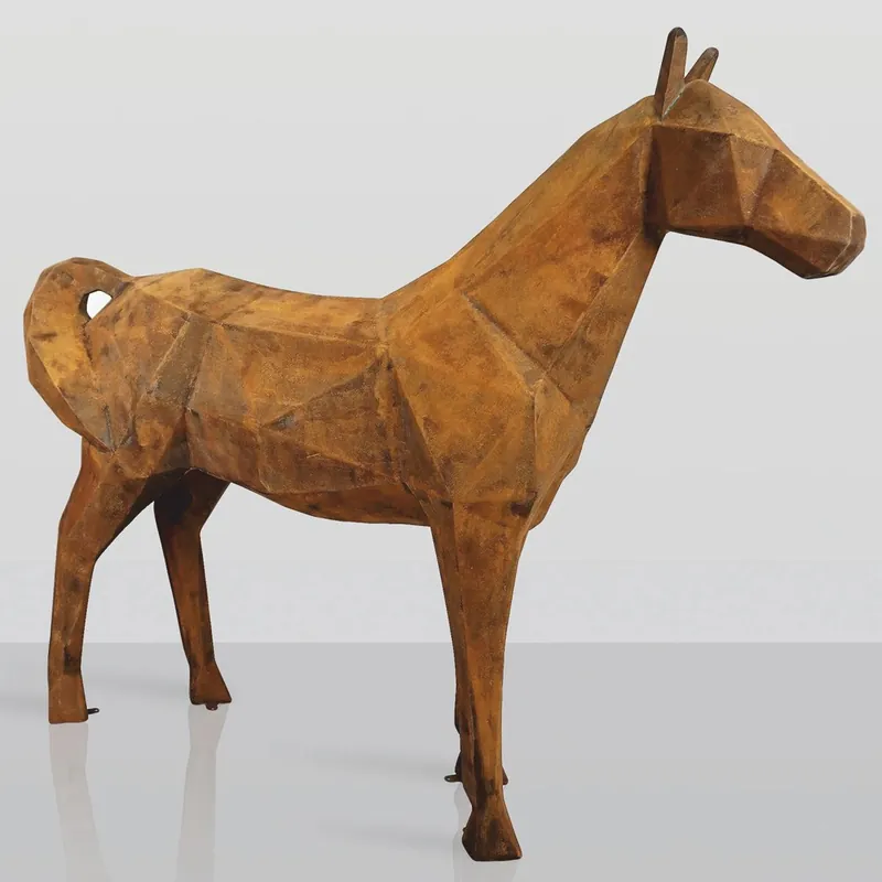 Casa Padrino XXL Deko Skulptur Pferd Rost 245 x H. 200 cm - Lebensgroße Abstrakte Garten Figur Preiswert