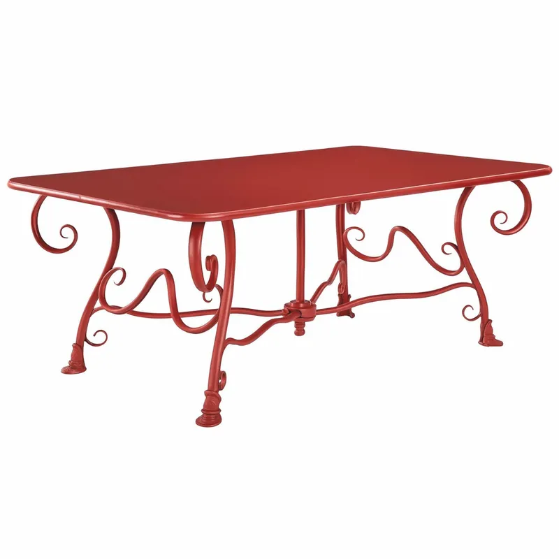 Markenware Casa Padrino Jugendstil Schmiedeeisen Gartentisch Rot 120 cm - Nostalgische Garten Möbel